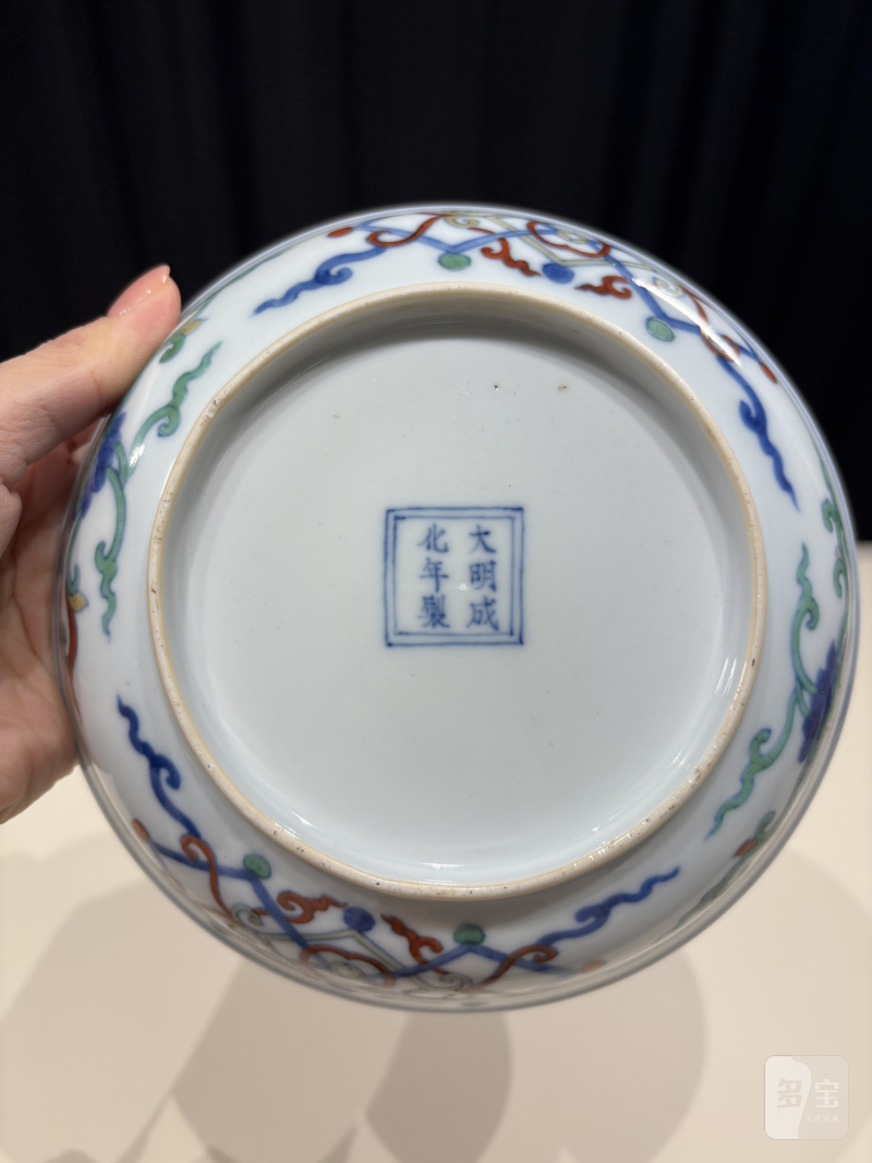 清雍正 斗彩方胜纹盘 - 图12